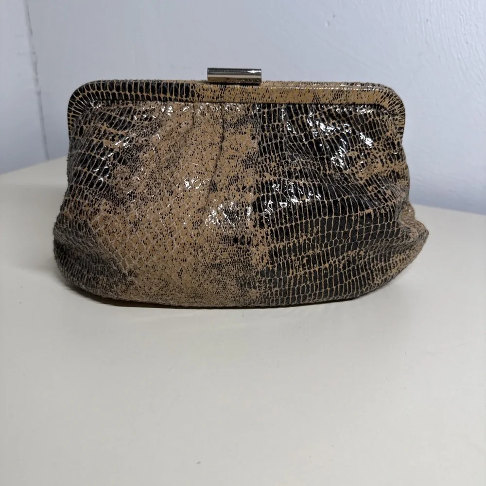Hobo International Dove Crackle Exotic Animal Print Python Clutch Bag Small 9